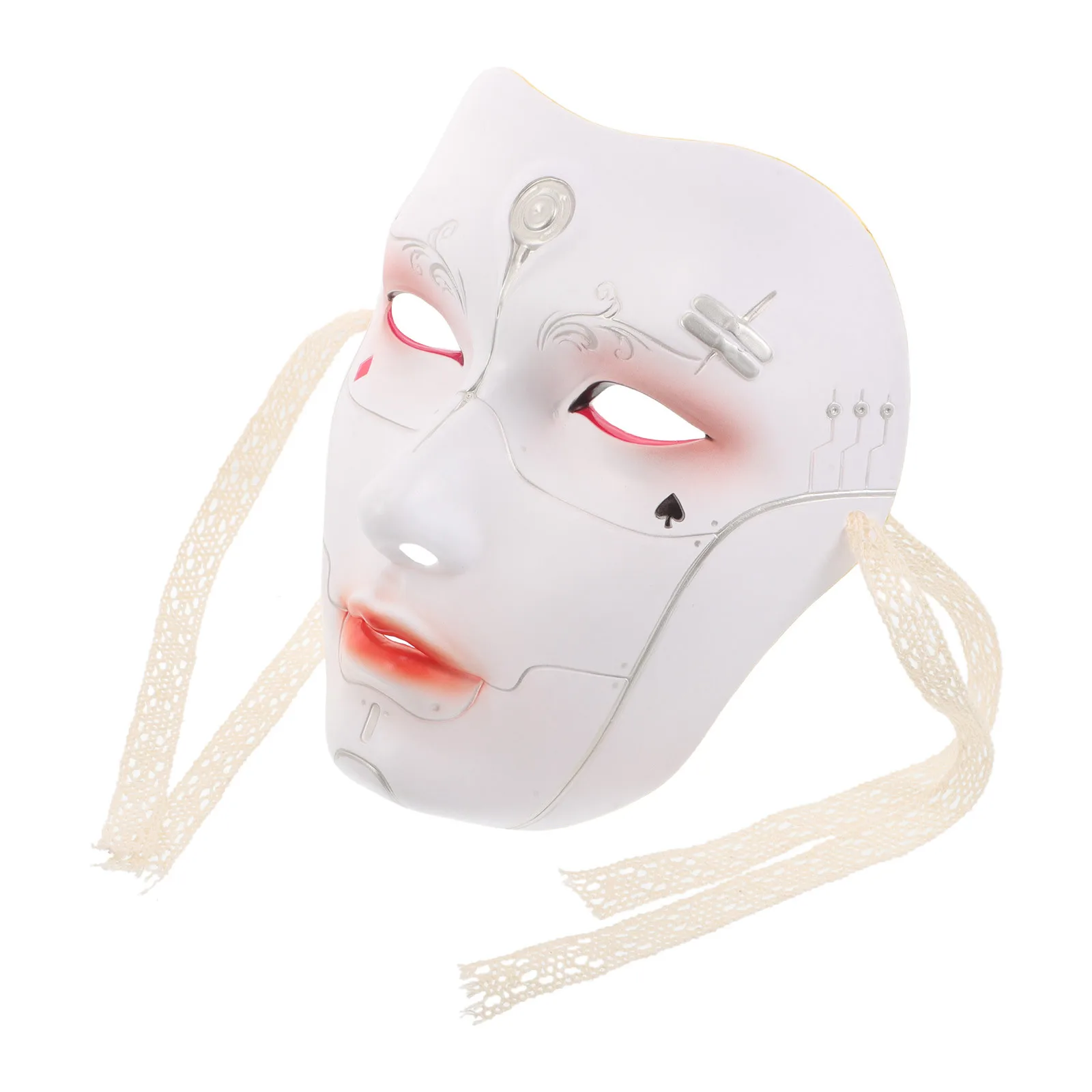 

Chinese Style Masquerade Mask Full Face Hand Painted Unique Design For Halloween Party Dress Up Steampunk Cyborg Venetian