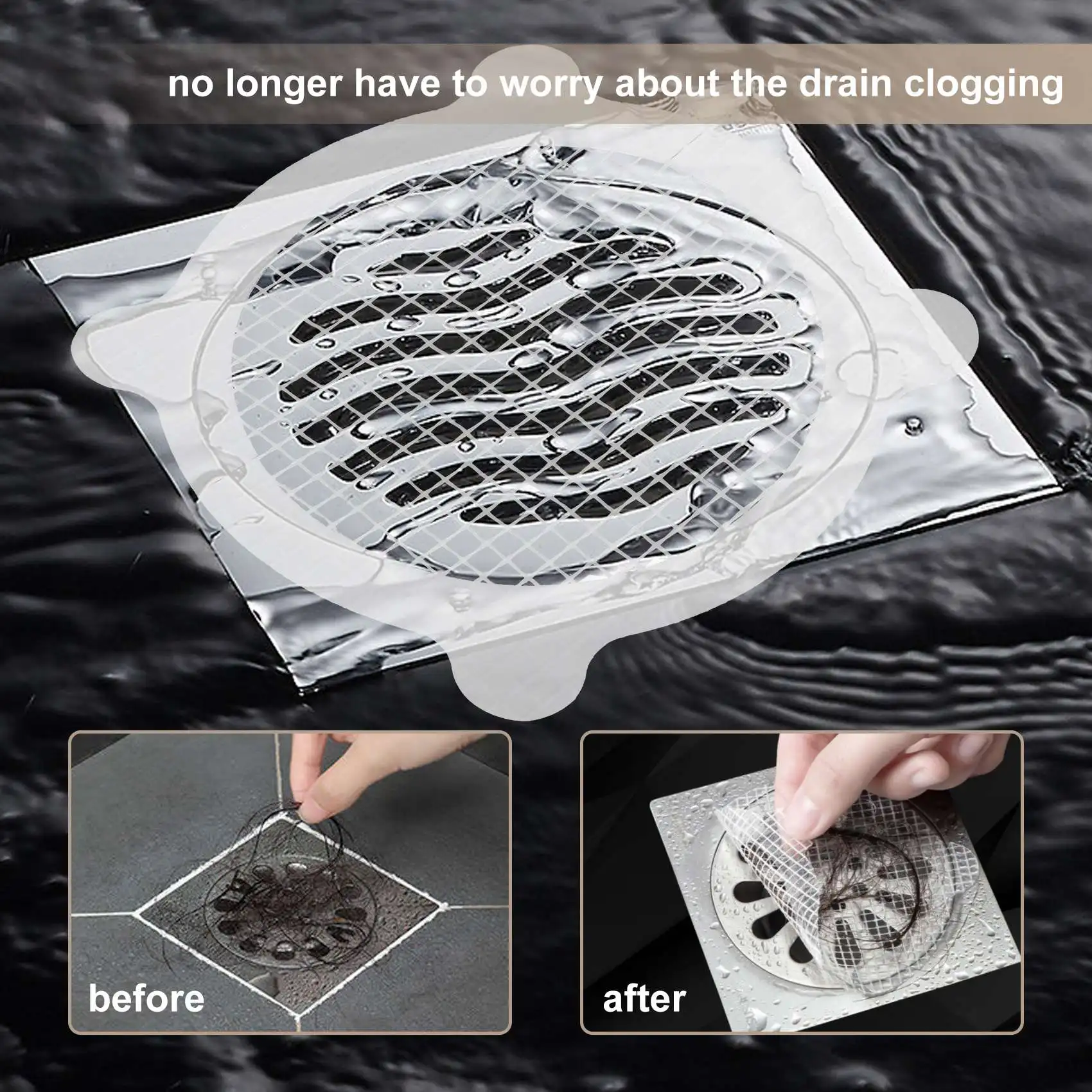 BAAG-30 Pcs Disposable Shower Drain Hair Catcher Cover For Showers & Bathtubs Mesh Stickers Mesh Filter Sink Strainer Sticker