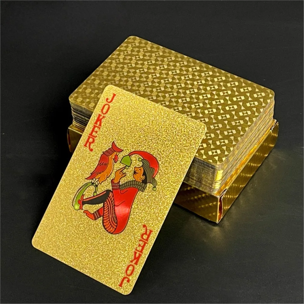 Golden Playing Cards Waterproof Plastic Poker Cards Set Multi-Holiday Gift Practical Party Camping Board Game Fun Deck Of Cards