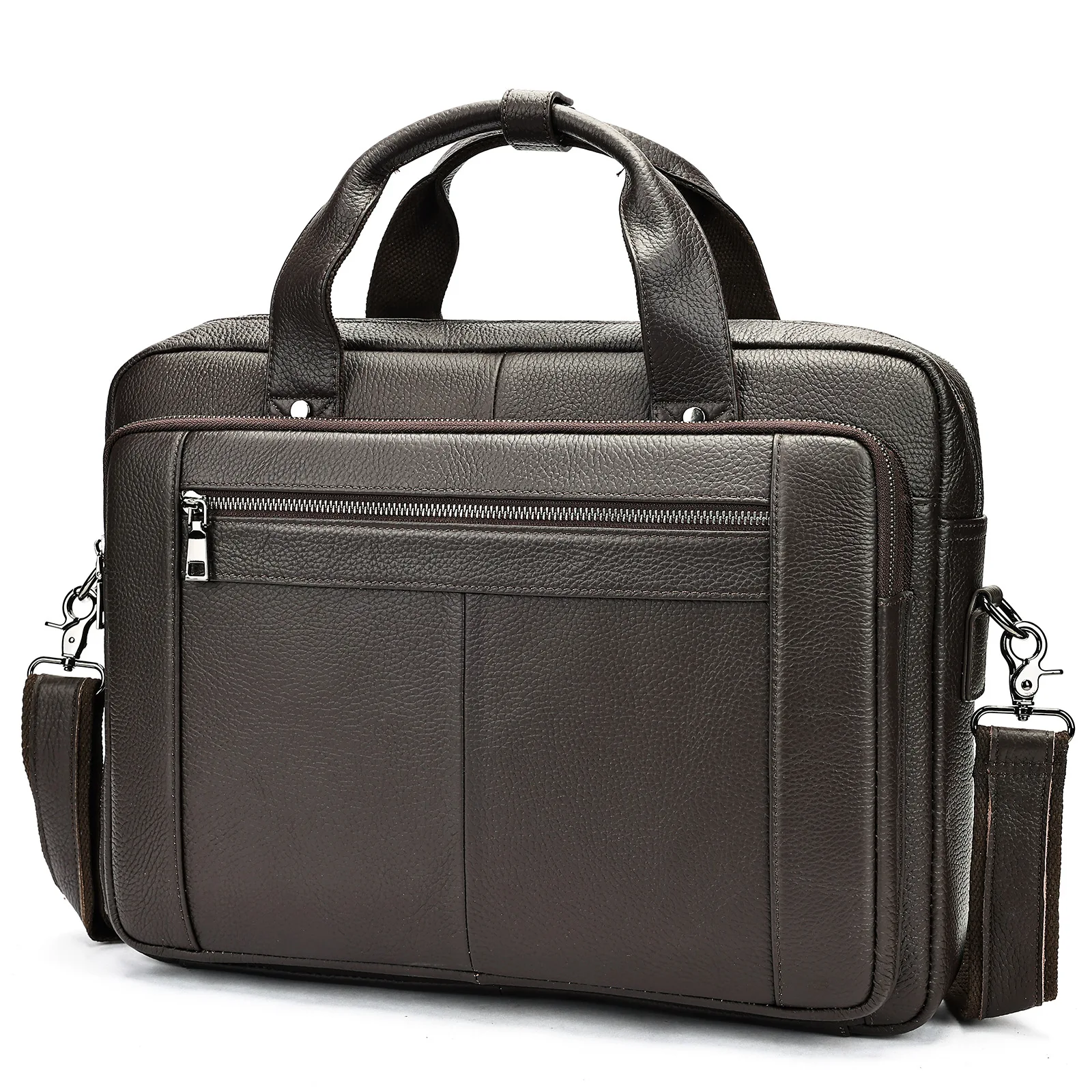 ของแท้หนังธุรกิจ Briefcases สีดําสําหรับชายกระเป๋าถือหรูแล็ปท็อปกระเป๋าเอกสารกระเป๋า 16 นิ้วกระเป๋าคอมพิวเตอร์สํานักงาน