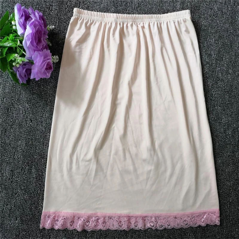 Satin Underskirt Half Slips Dress For Women Summer Thin Ice Silk High Waist Elastic Anti-Penetrating Underskirt Plus Size