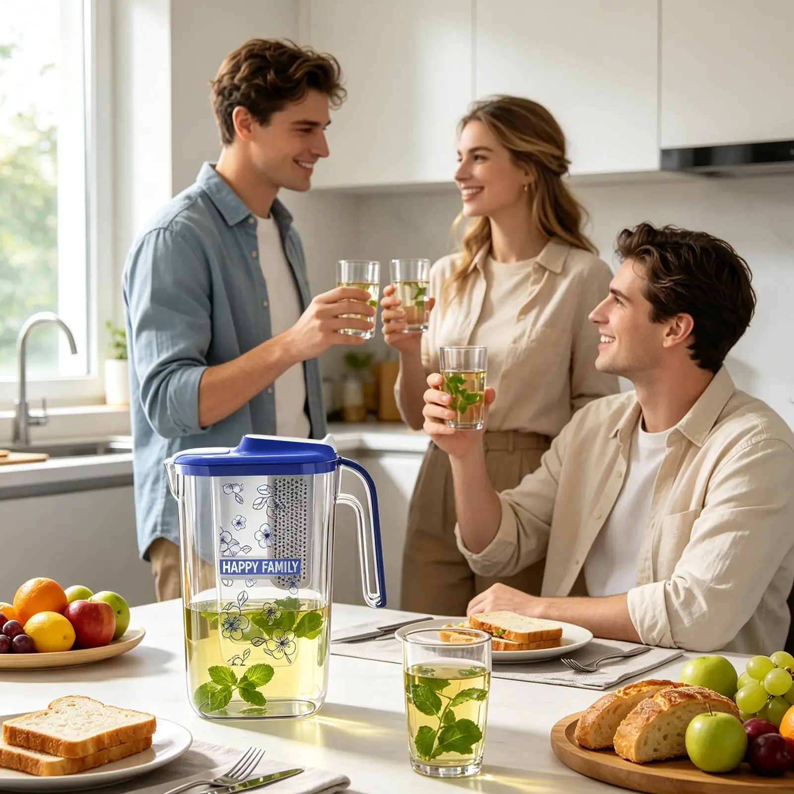 2200ml Cold Water Pitcher ABS With Tea Strainer Water Kettle Drop Water Bottle Summer resistant Large Capacity