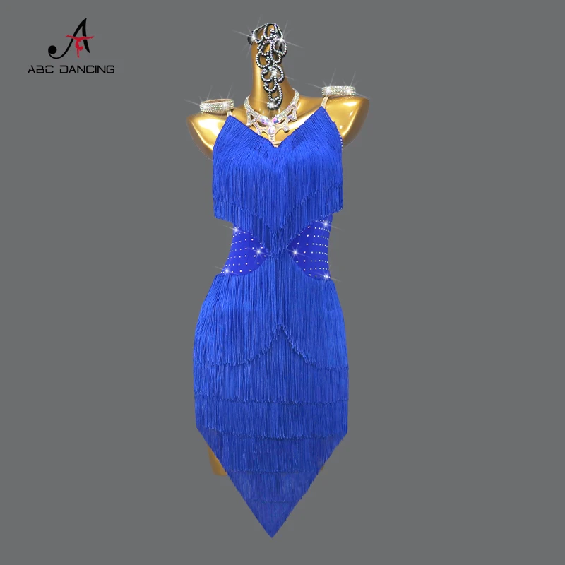 New Latin Dance Dress Sexy Adult Women's Ball Tassel Clothing Practice Wear Prom Costume Ladies Line Suit Samba Skirt Customized