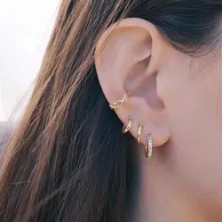 Shevalu 2 Pair Hoop Earrings for Women 14K Gold Plated Cartilage Stud Huggie Ear Cuff New Modern Luxury Piercing Earring Jewelry