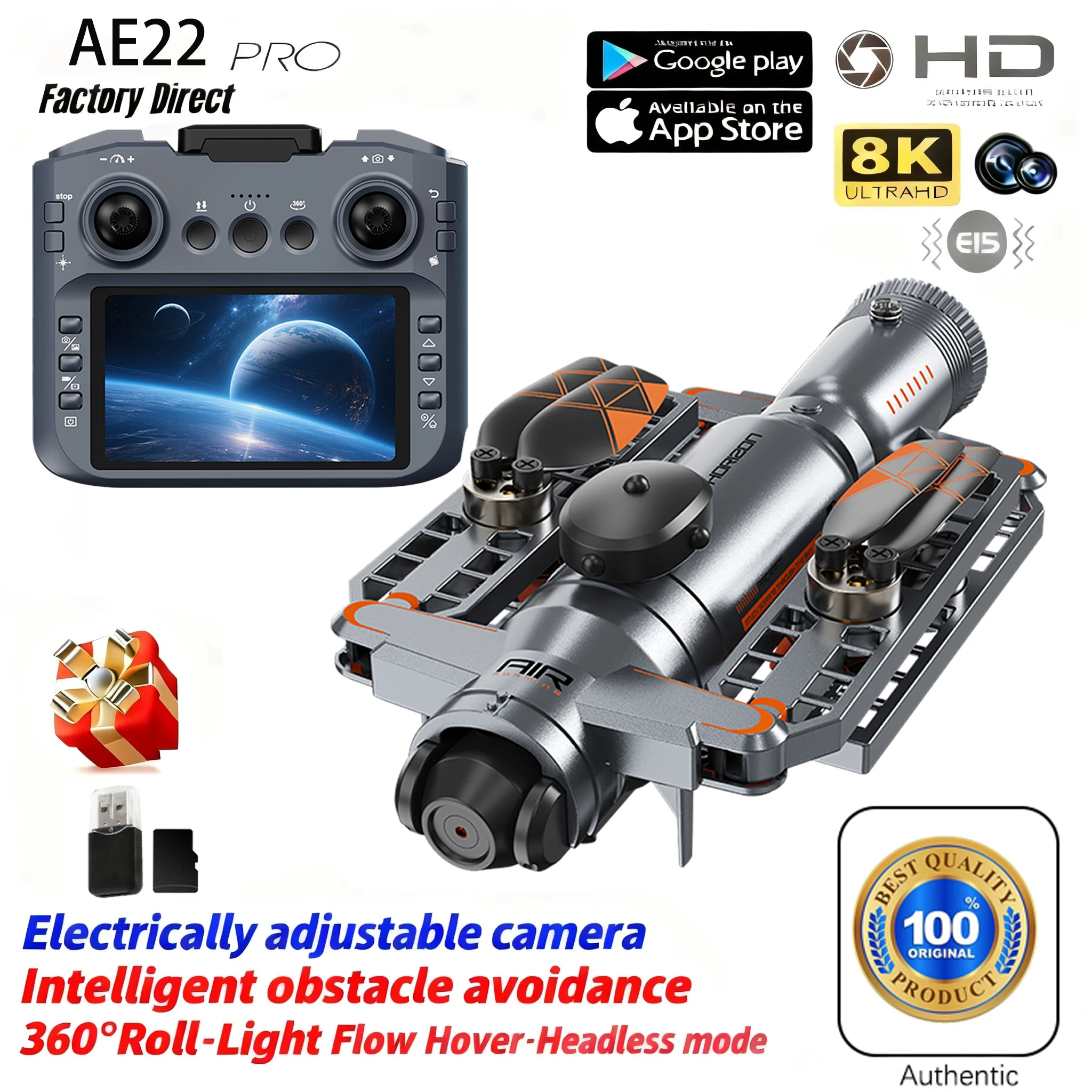 

Новый дрон AE22 с 4,3-дюймовым экраном, 8K профессиональной HD-камерой и функцией 360° ° Инфракрасный квадрокоптер с функцией предотвращения столкновений, бесщеточным двигателем и 5G FPV