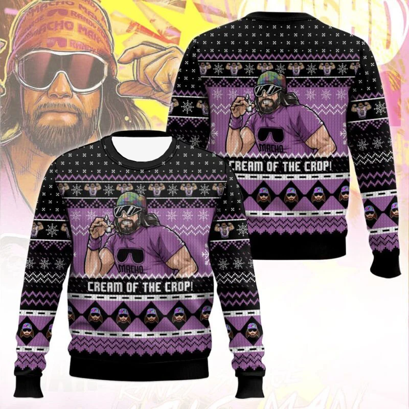 Otoño Macho Man la crema de la cosecha suéter de Navidad feo divertido jersey de fiesta de vacaciones suéter de lucha para hombres regalo de Navidad