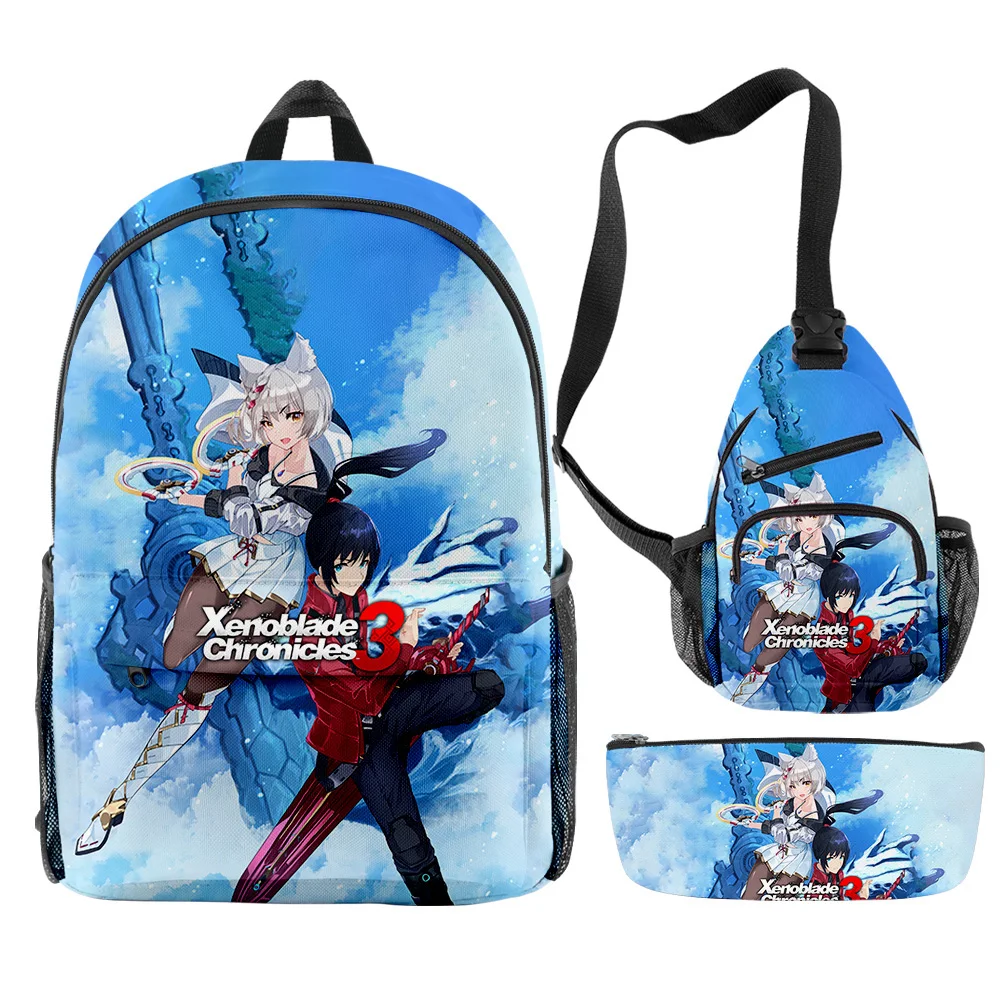 Popular Xenoblade Chronicles 3 Game 3D Print 3pcs/Set pupil School Bags Trendy Travel Laptop Backpack Chest Bag Pencil Case