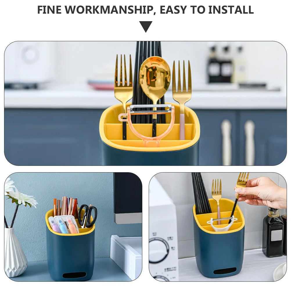

1Pcs Chopsticks Storage Box Dark Blue Modern Style Kitchen Utensil Holder Fine Workmanship Neat Orderly Chopsticks Holder
