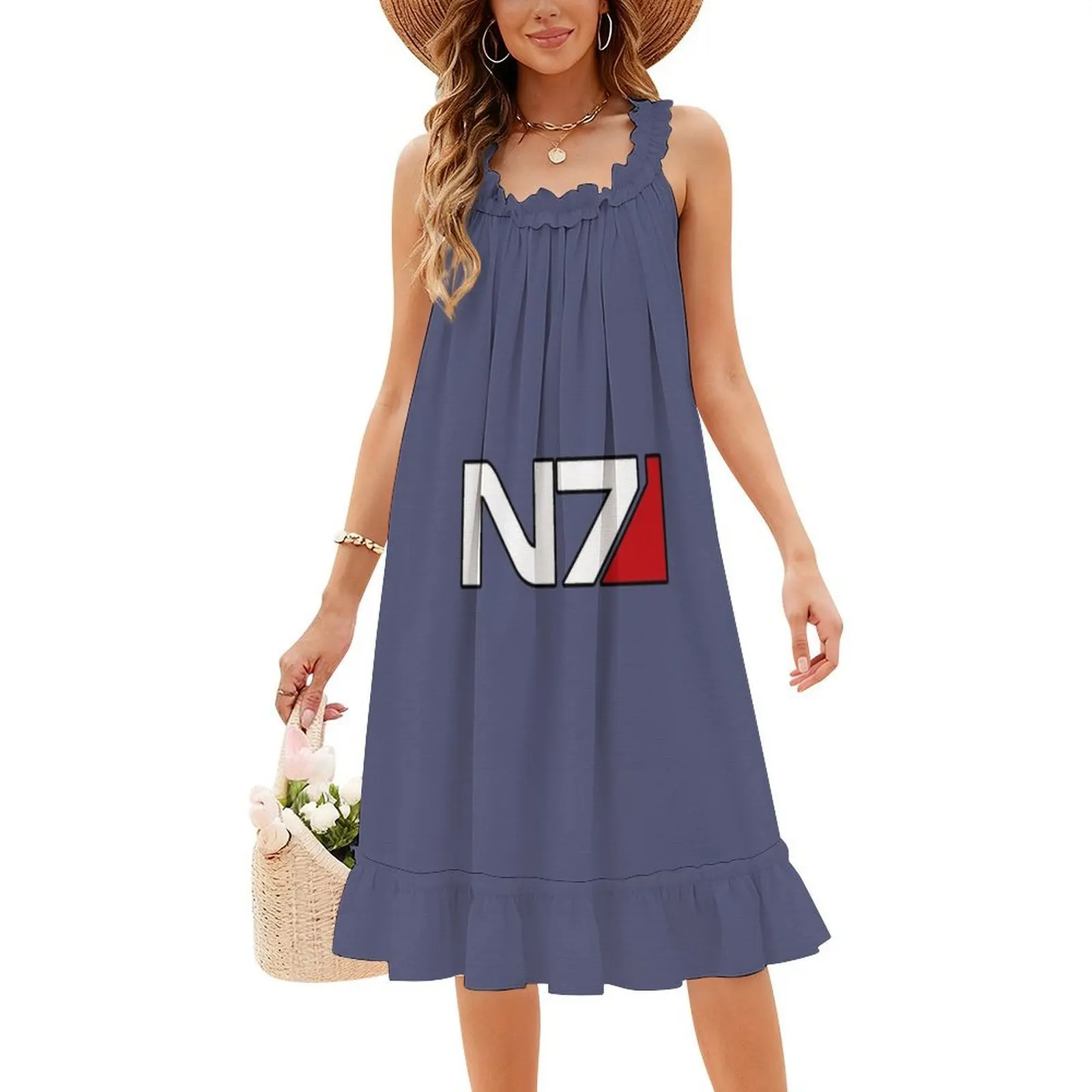 N7 شعار الأزهار سموك فستان للنساء الربيع الصيف فستان كاجوال للحزب كتلة تأثير قائد الراعي شيبرد مساء اللباس #4