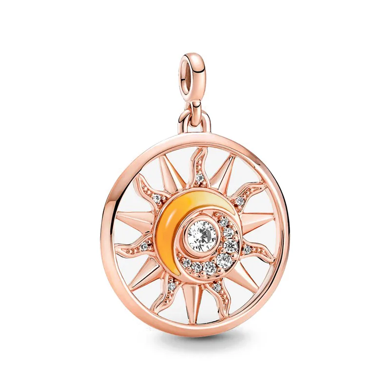 New Mini Charms Sun Power Medallion Beads Fit Original Pandora Bracelet Women DIY Love Heart Pendant ME Series 925 Silver plated