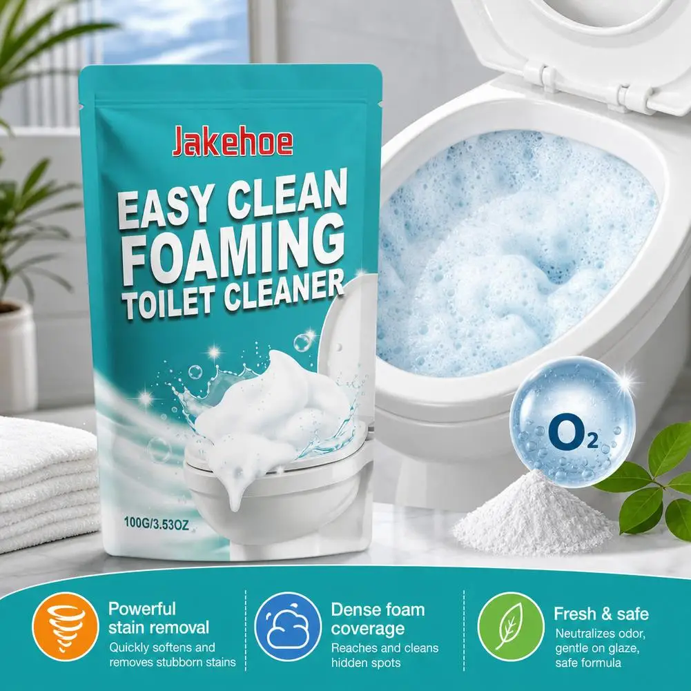 1/2/3PCS Powerful Foaming Toilet Cleaner Powder Quick Stain Limescale Remover Odor Eliminator Bathroom Detergent