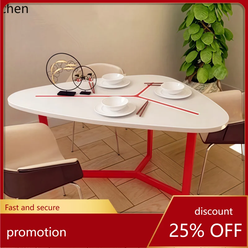 

HXL Triangular Dining Table Minimalist Irregular Office Desk Conference Negotiation Table