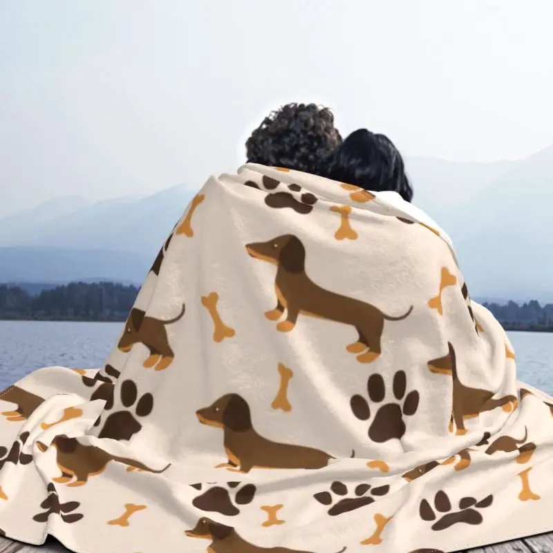 Dachshund Sausage Dog Blanket 3D Print Flannel Fleece Warm Animal Puppy Lovers Throw Blankets for Home Bedding Sofa Bedspreads