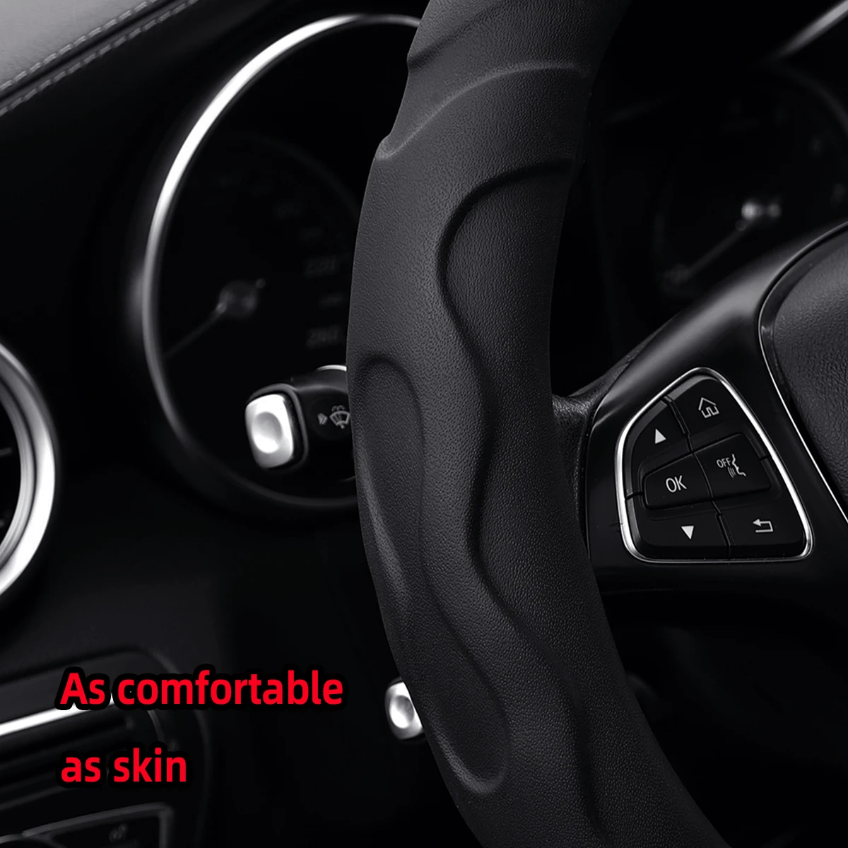 1 Artificial Lamb Skin Sense Three-dimensional Styling Sports Car Steering Wheel Cover Fits 14.5-15 Inches 37-38CM image 2