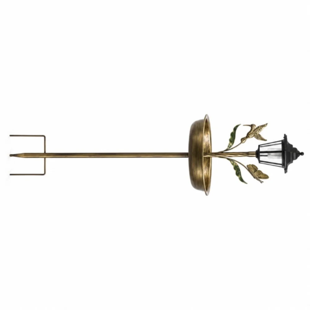 Solar Powered For Outdoor Bird Bath Stake with Lantern Glow and Sculpted Bird Accents for Landscape Decoration