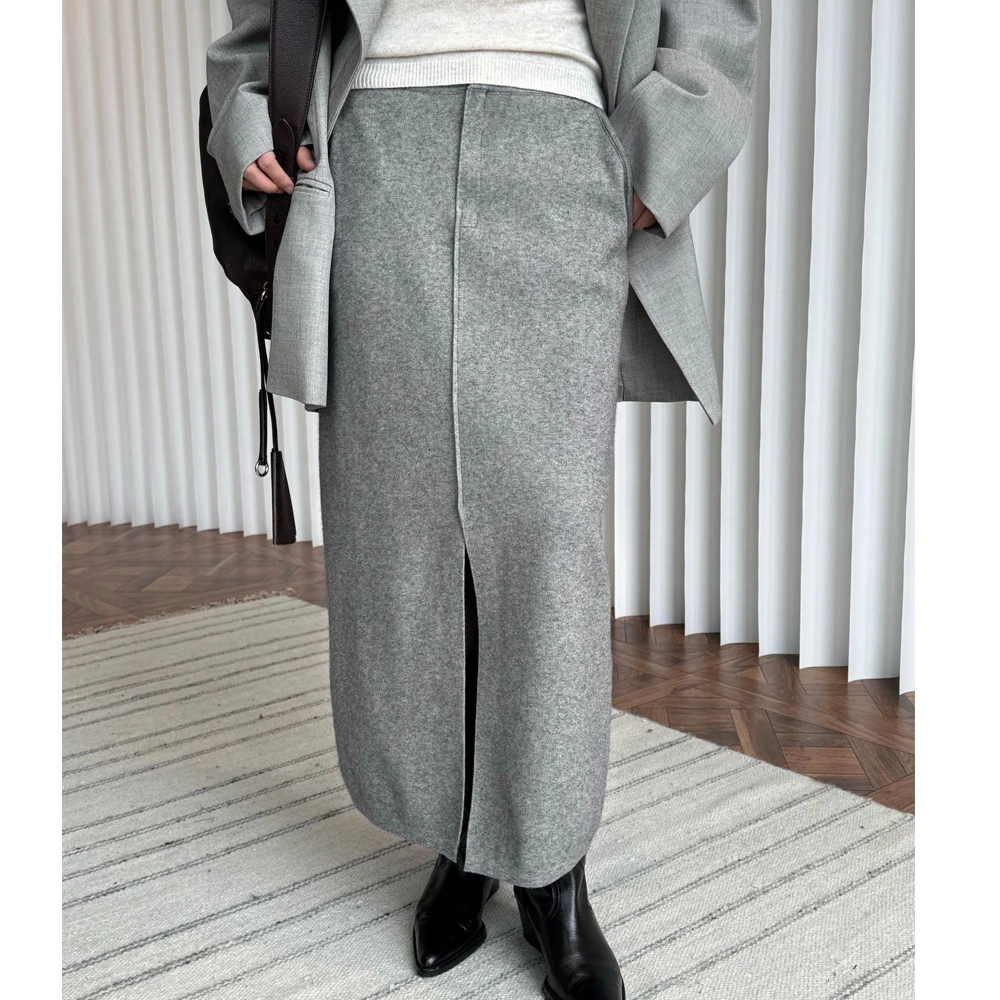 Women Knitted Long Skirt Fashion Spring Solid Color Straight Skirt Stretch High Waist Women Long Skirts Faldas Femme