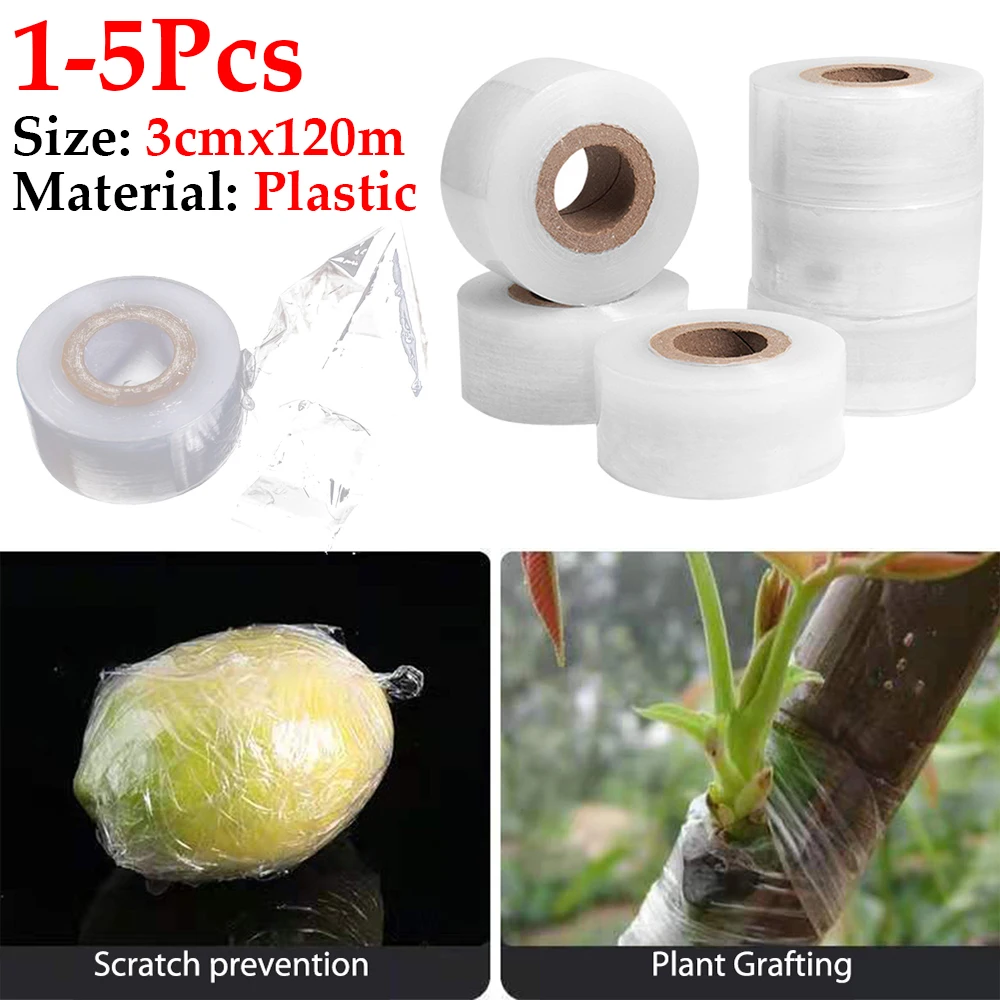 3CMx120M Nursery Grafting Tape Roll Stretchable Self-Adhesive Degradable Parafilm Plant Tape Pruning Grafting Transparent