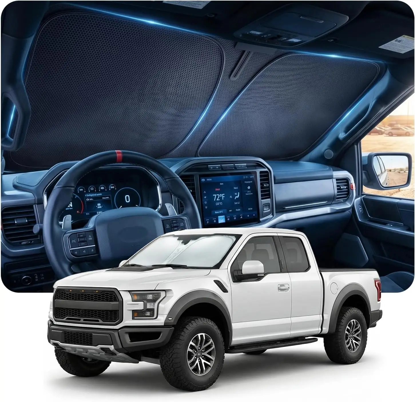 

2026 Upgraded Windshield Sun Shade for Ford F150 - Ceramic Ice-Crystal