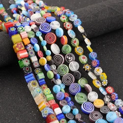 1 Strand Glass Beads Colorful Lampwork Circles Beads Flat Round Loose Space Beads For DIY Jewelry Making Necklace Bracelet