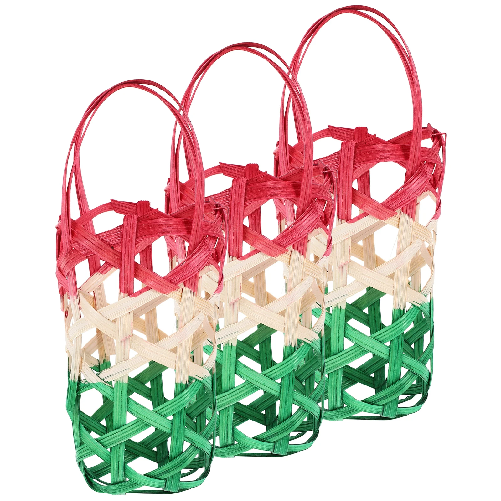

Handmade Bamboo Storage Baskets 3pcs Organizer Basket With Handle Portable Food Container For Picnic Party Decoration