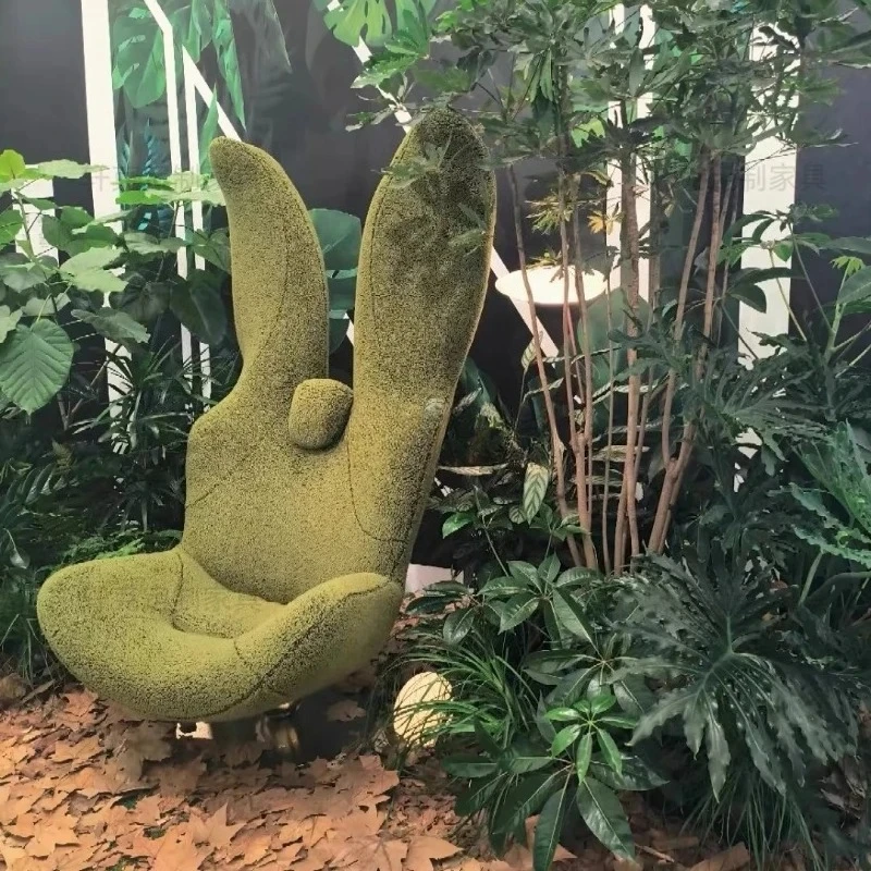 

Green rabbit armrest fiberglass special-shaped leisure chair creative soft decoration simple