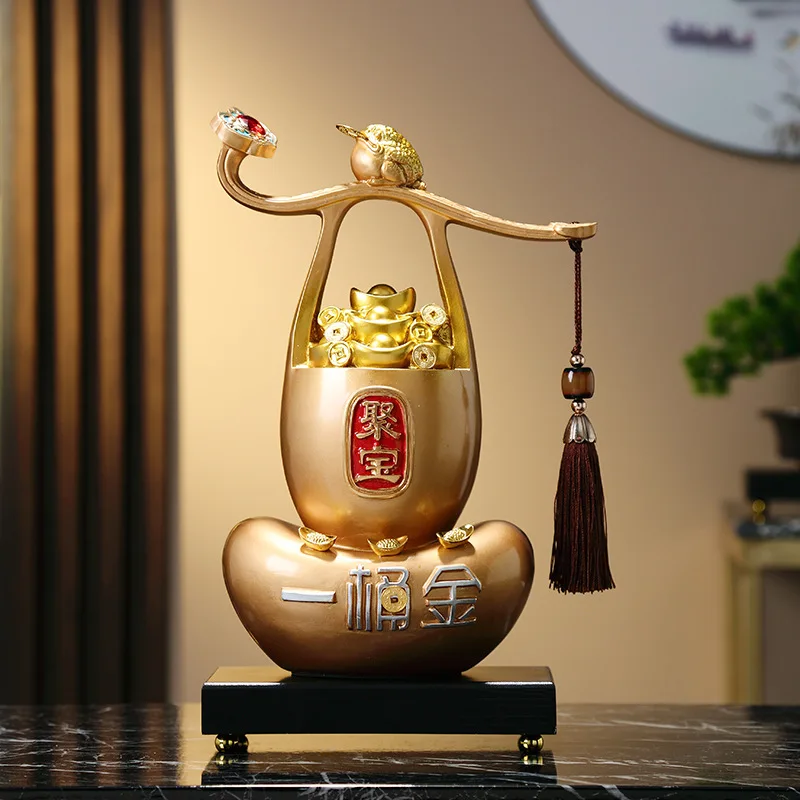 Creative Chinese style one bucket of gold cornucopia ornament to attract wealth, gather wealth, home furnishing, living room