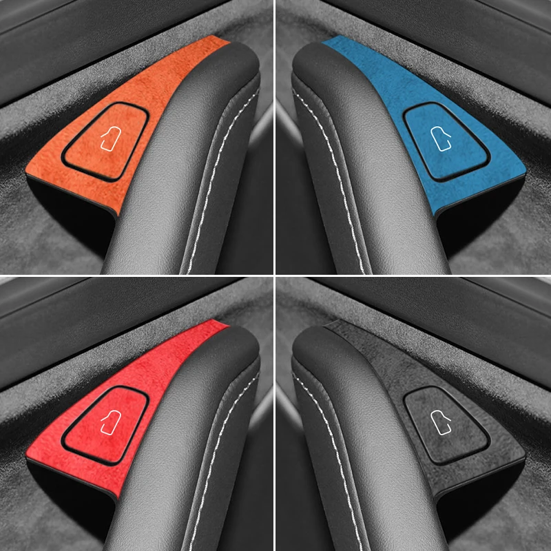 For Tesla Model 3 Y 2019-2023 Made of Alcantara Door Switch Button Decor Cover Control Panel Trim Sticker Interior Accessories