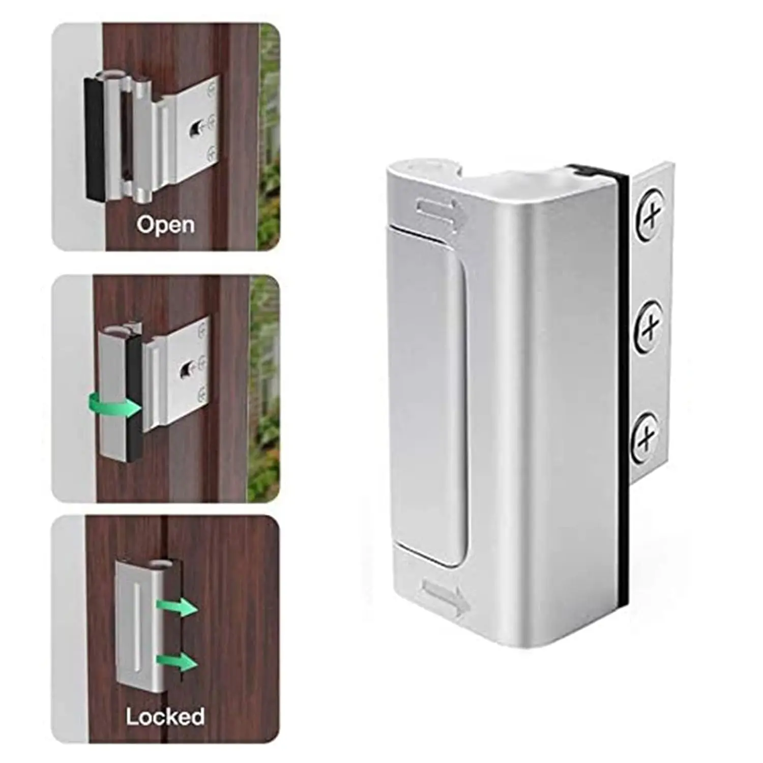 2 x Home Security Door Lock - Easy to Install & Use Childproof Door Reinforcement Lock (2 Pack) - 12 x Stronger Than a