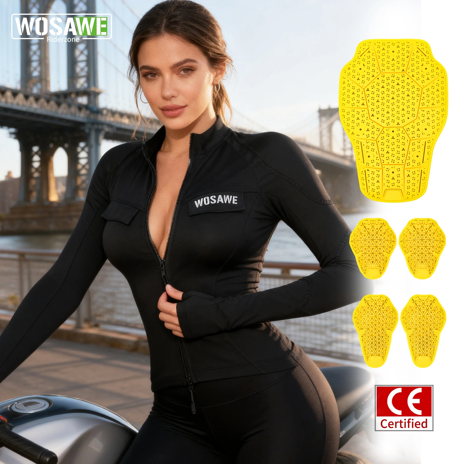 

Женская летняя мотоциклетная куртка WOSAWE с мягкими защитными элементами CE, дышащая, быстросохнущая, с защитой от УФ-излучения, облегающая, для езды на велосипеде и мотоцикле