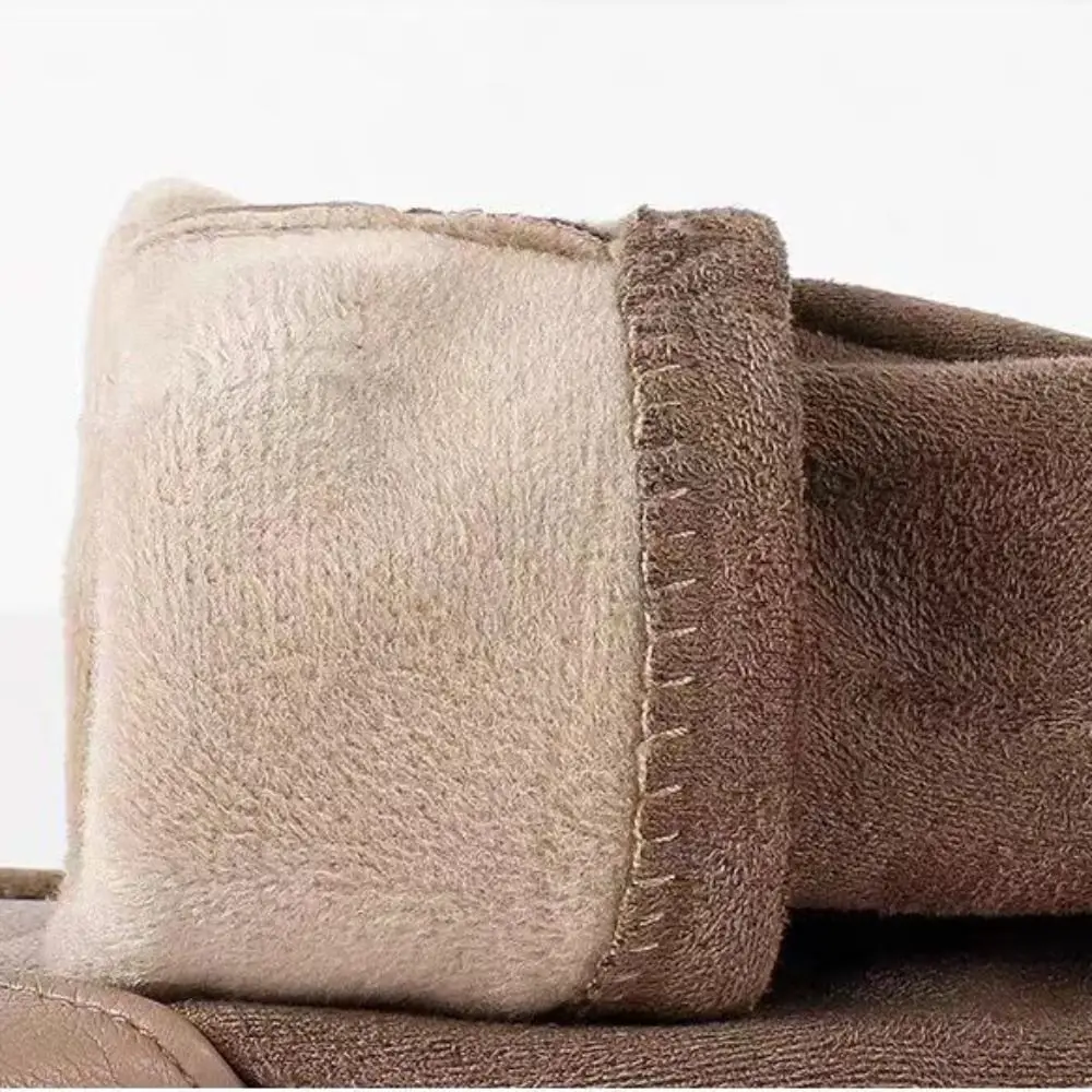 قفازات شتوية مخملية لطيفة من جلد الغزال سميكة وناعمة من جلد البولي يوريثان قفازات دافئة على الطراز الكوري للنساء لركوب الدراجات في الهواء الطلق