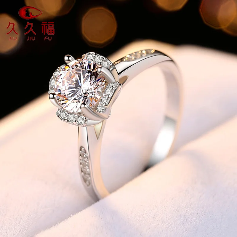 Four-Claw Elegant Floral Ring for Women, PT950 Platinum with 1 Carat Moissanite, show fresh and gorgeous feminine charm.