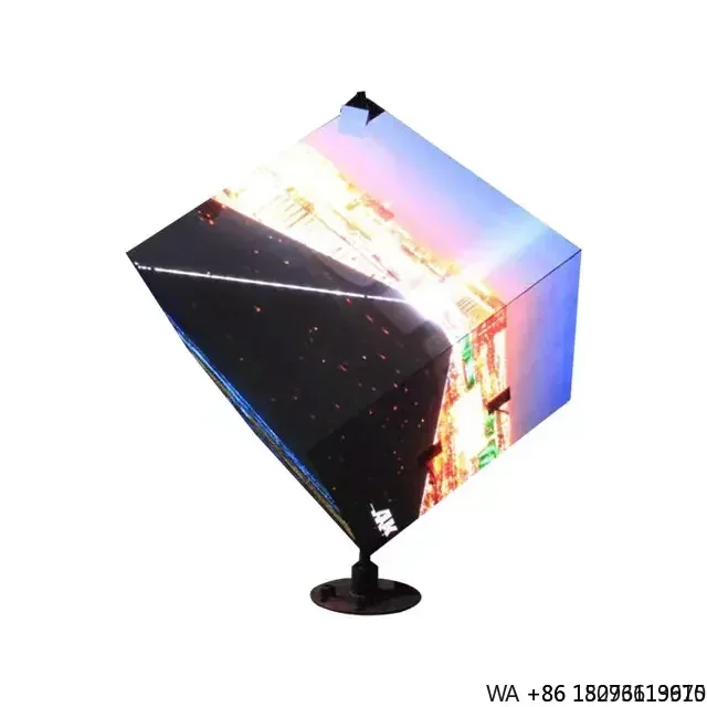 Outdoor Double Sided Circular LED Cube Round Logo Advertising Video Wall Display