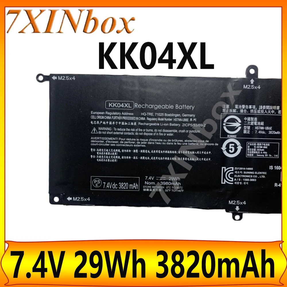 7XINbox KK04XL HSTNN-IB6E 7.4V 29Wh 3820mAh Laptop Battery For HP Pro x2 612 G1 Tablet 753703-005 753329-1C1 HSTNN-I19C Series