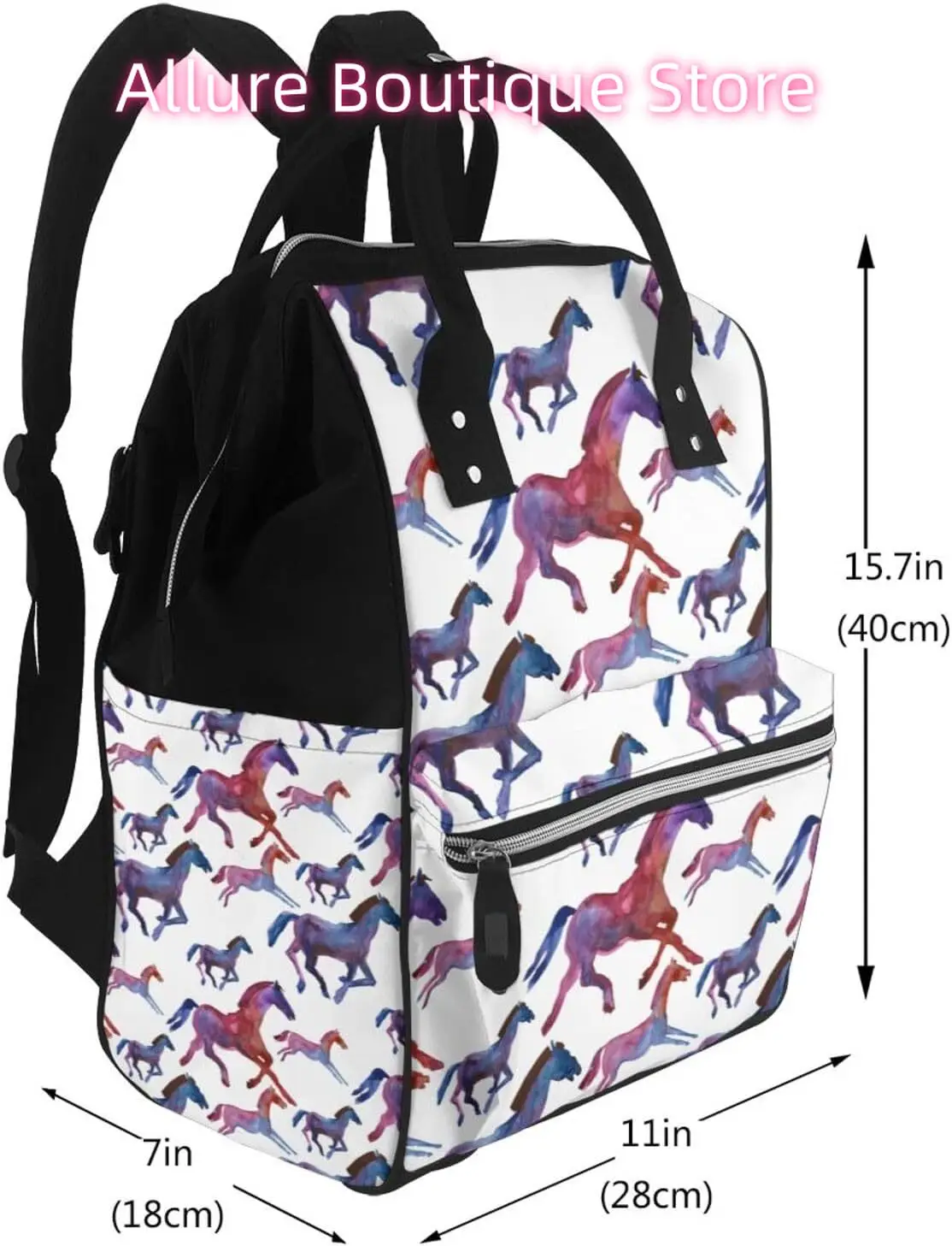 Gekleurde paardenluiertas Rugzak voor dames Luiertas met grote capaciteit Multifunctionele waterdichte mummie-rugzakken voor mama, vader