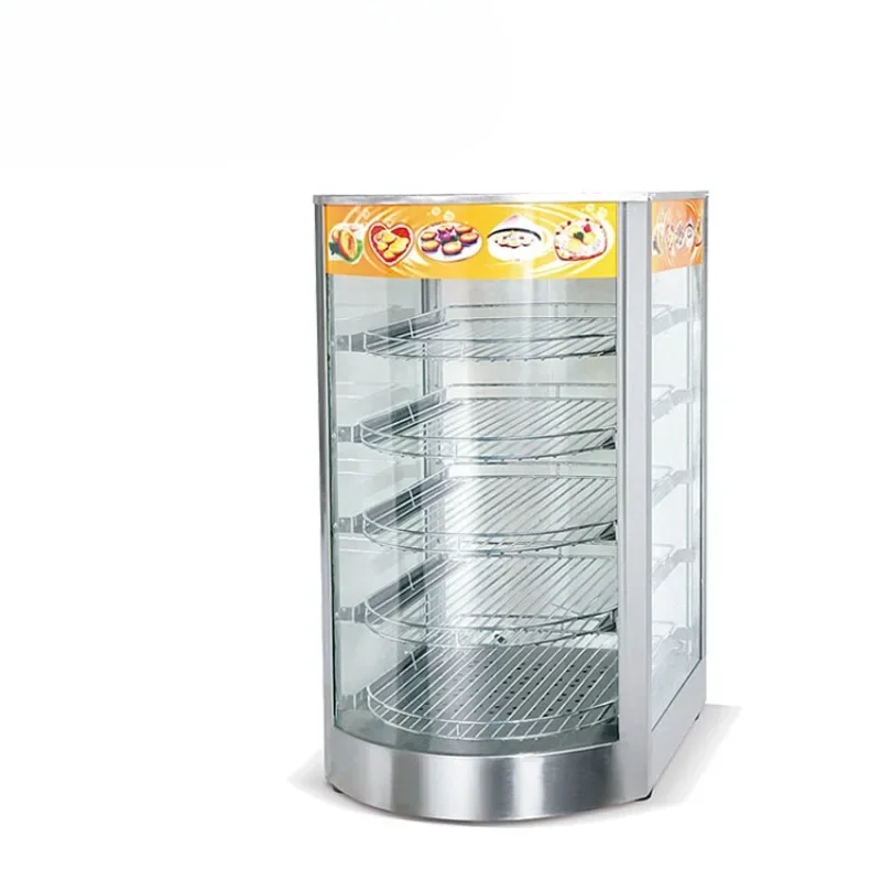 commercial fast food heater display equipment stainless steel curved egg tart restaurant insulation display cabinet