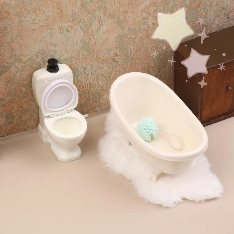 [TJ] 1/12 casa de muñecas simulación bañera inodoro lavabo gabinete modelo para muebles de baño decoración accesorios para casa de muñecas