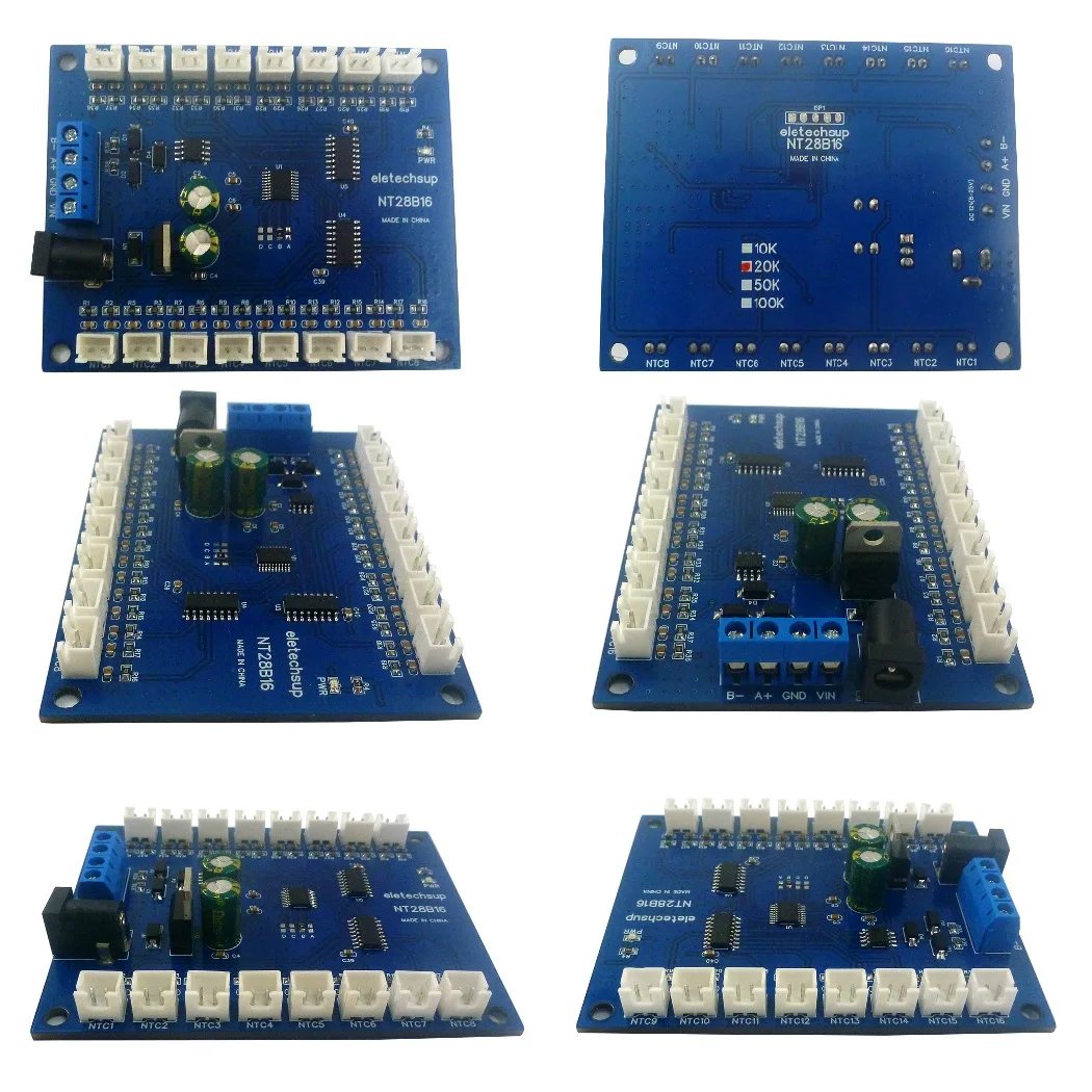 16Ch RS485 collettore di temperatura Modbus RTU registratore senza carta 10K/20K/50K/100K B3950 sensore NTC