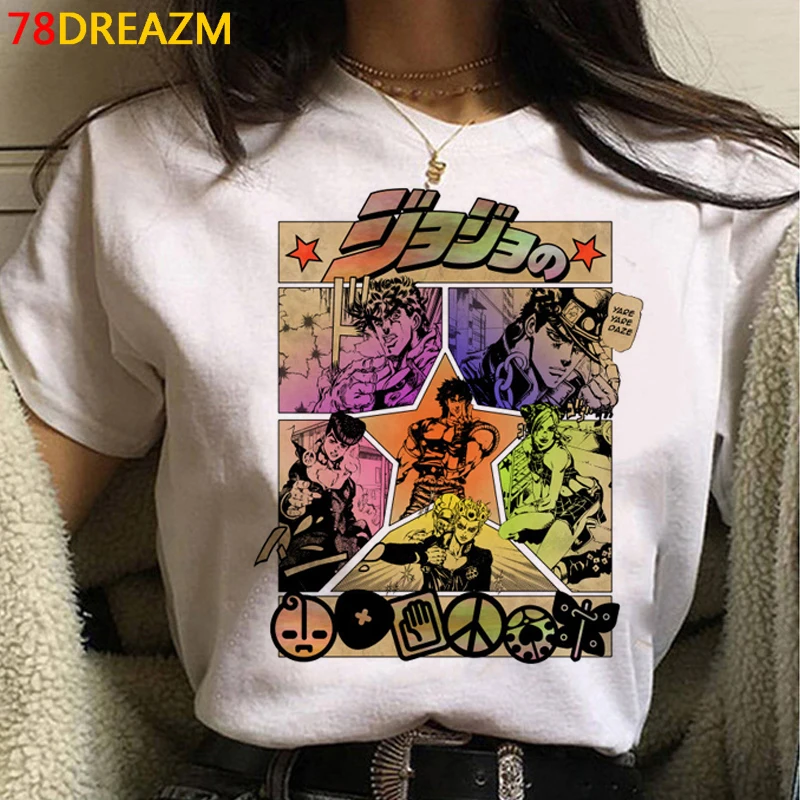 Japanese Anime Jojo Bizarre Adventure T Shirt Men Summer Tops Funny Cartoon T-shirt Streetwear Fashion Unisex Graphic Tees Male