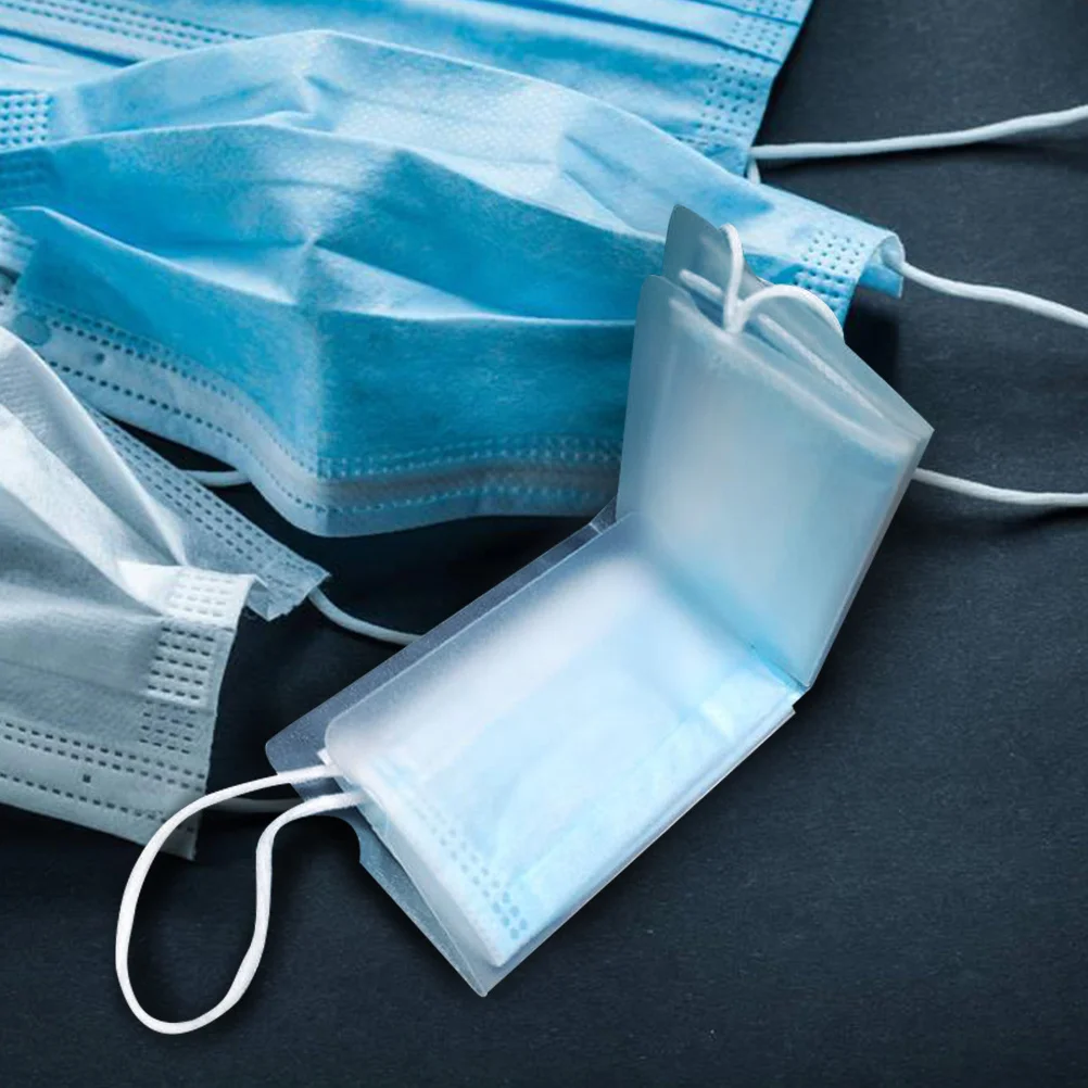 4 قطع صندوق تخزين القناع حاوية بلاستيكية شفافة قابلة لإعادة الاستخدام تصميم قابل للطي لمنظمة القناع الصحية المحمولة و