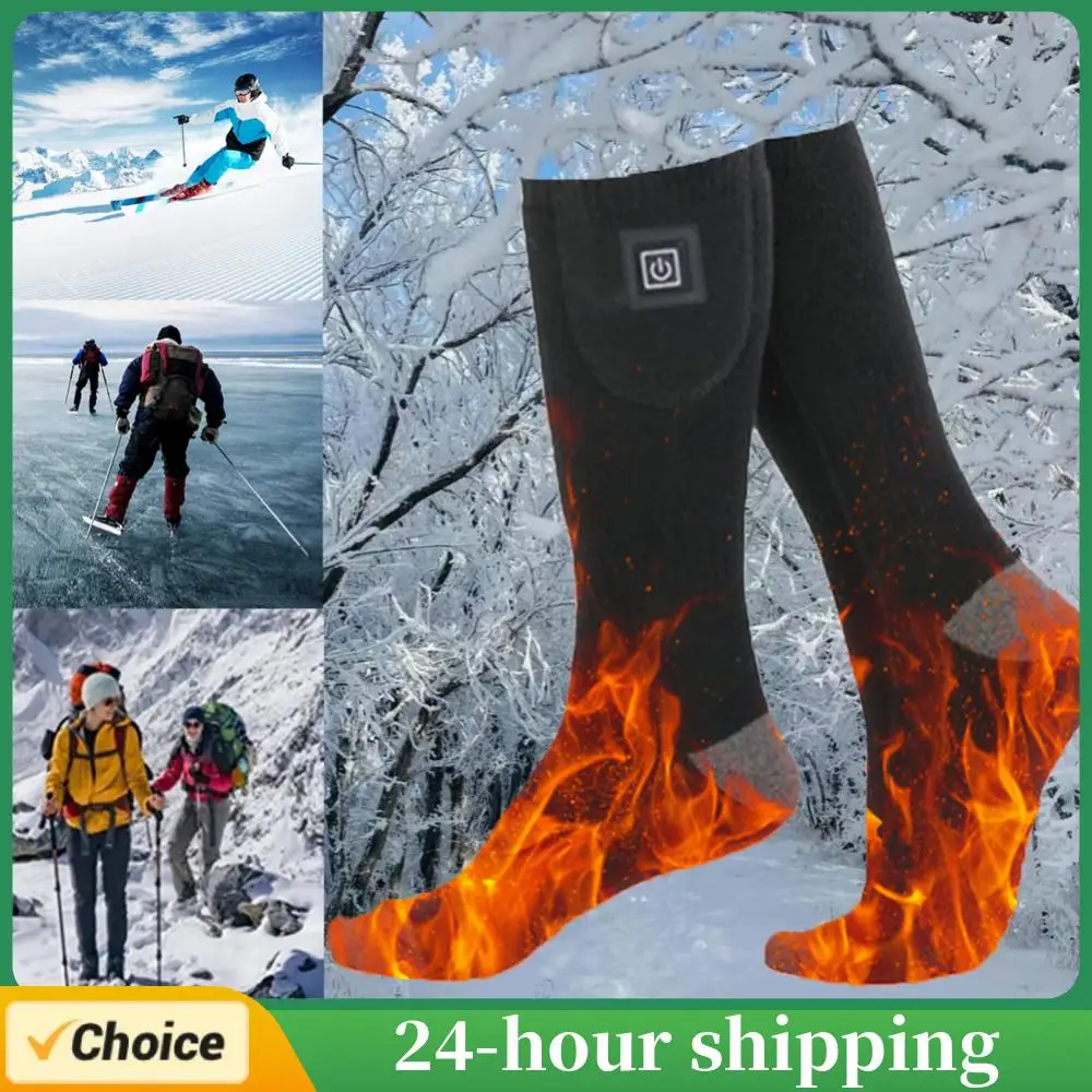 Calcetines calefactables eléctricos Calcetines calefactores eléctricos de 3 niveles de temperatura Calentadores de pies de calentamiento rápido lavables para ciclismo Camping patinaje
