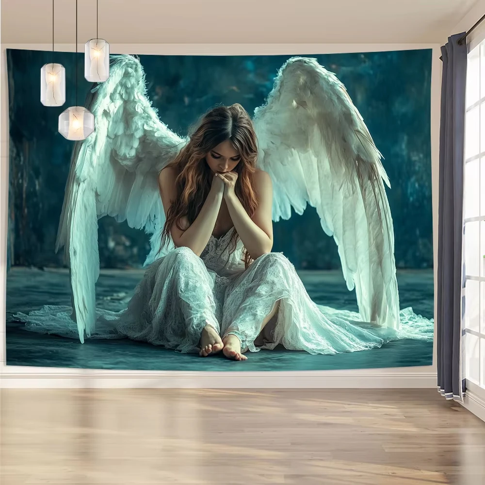 Elegant Angel Theme Tapestry, Enchanting Decorative Backdrop for Living Room Bedroom Office Party Wall Hanging