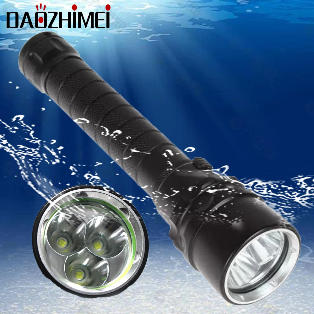 

Professional Scuba Diving Light IPX8 Waterproof Underwater 100m LED Flashlight 1- Mode Diving 18650 Camping lantern Torch