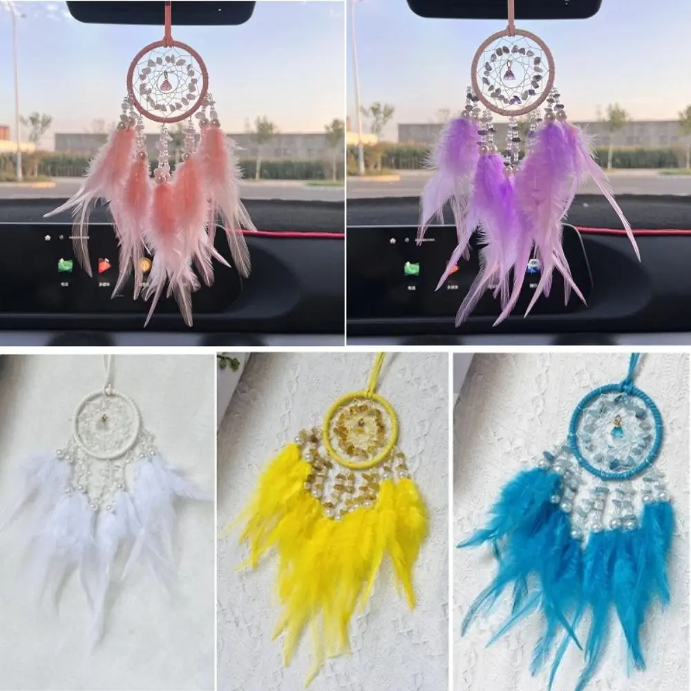 New Car Hanging Car Pendant Feather Car Ornament Mini Dream Catcher Lucky Car Mirror Pendant Car