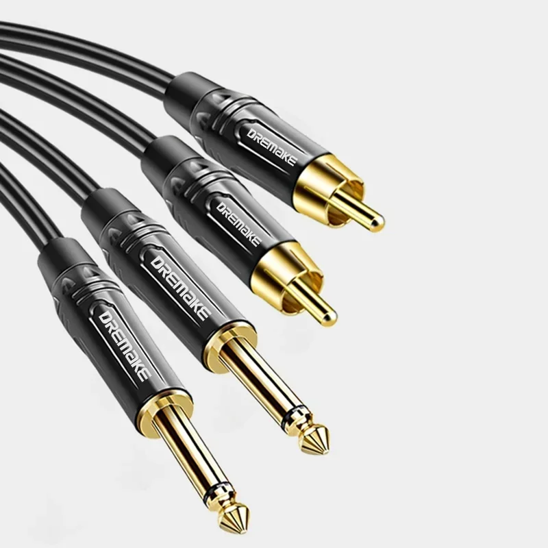 RCA To 6.35mm Cable 2 1/4inch TS To 2 RCA Male To Male Stereo Audio Adapter Cable for Microphone Mixer Sound Card Amplifier