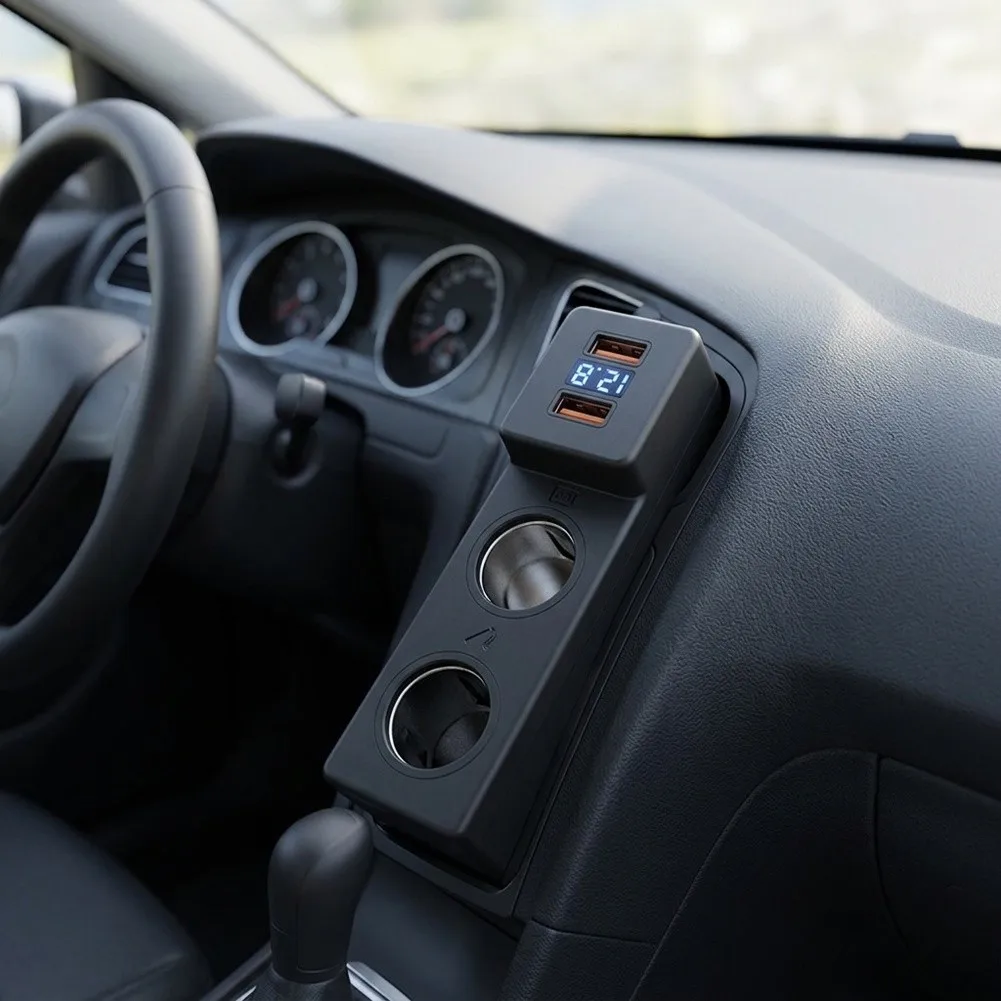 For Golf 7 and For Golf 7.5 Direct-Fit USB Car Charger with for dynamic Voltage Readout and Electrical Overload Protection