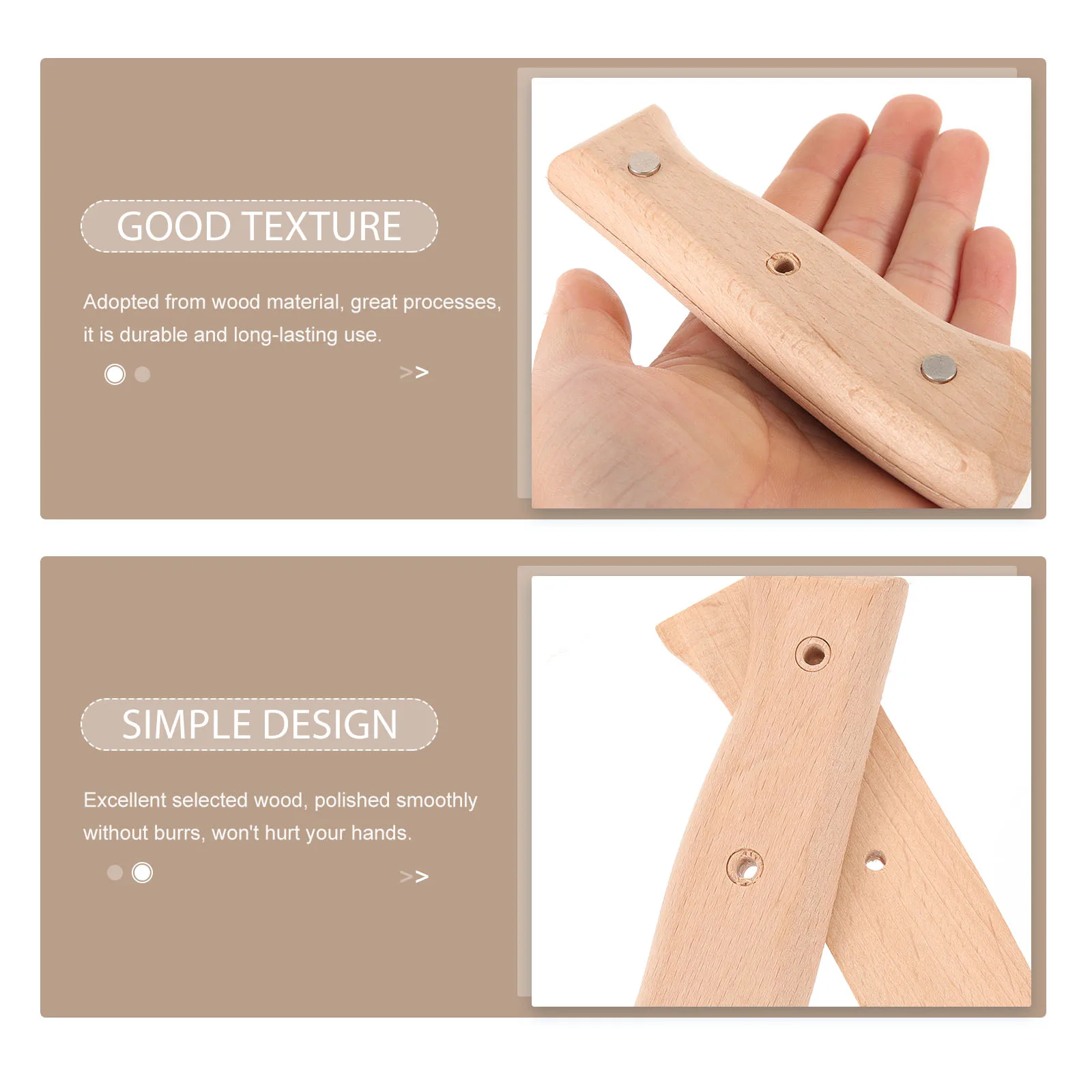 

1Set Cutter Handle Replacement Wooden Non-Skid Grip Ergonomic Comfortable Kitchen Cutter Handle Repair Piece Non-Skid Hand Grip