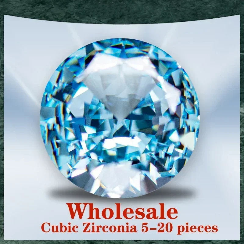 

Q-Cubic Zirconia Wholesale No Certificate Crushed Ice Cut Round Shape Light Fancy Blue Color Charms Beads For Jewel Making