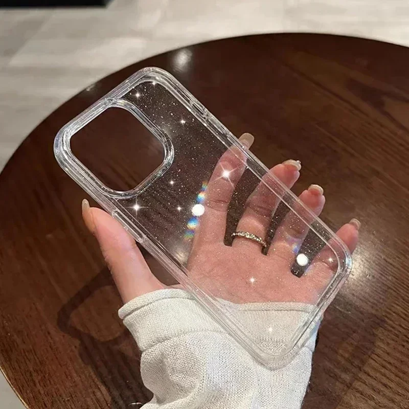 Classic Fashion Flash Powder Transparent Soft Shockproof Mobile Phone Case for IPhone16 15 14 13  Pro Max Mini The Perfect Case - náhled 5