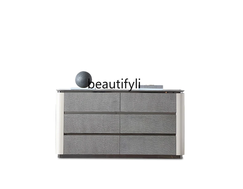 Italian light luxury bedroom storage bedside cabinet solid wood simple TV high cabinet chest