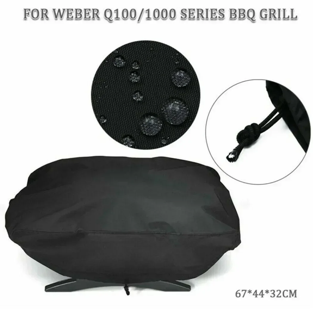 

Для Weber гриль крышка гриль полиэстер Q1000 устойчивая к ультрафиолетовому излучению плита водонепроницаемая 7110 черная крышка для барбекю 67*44*32 см набор новый